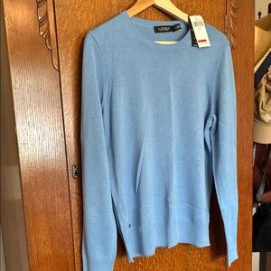 NWT Lauren Ralph Lauren Light Blue Crewneck Sweater - L